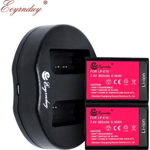 2PACK LP-E10 LP E10 LPE10 Digital Camera Battery & Dual Charger For Canon 1100D 1200D 1300D Rebel T3 T5 KISS X50 X70
