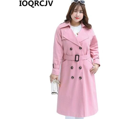 2019 Spring Autumn Casual Long Trench Coat for Women New Double-breasted Belt Windbreaker Female Loose Outerwear Large Size R885