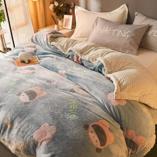 2021 Blanket thickening faux lamb wool winter nap cover coral fleece warmth flannel duvet cover fashion weighted blanket
