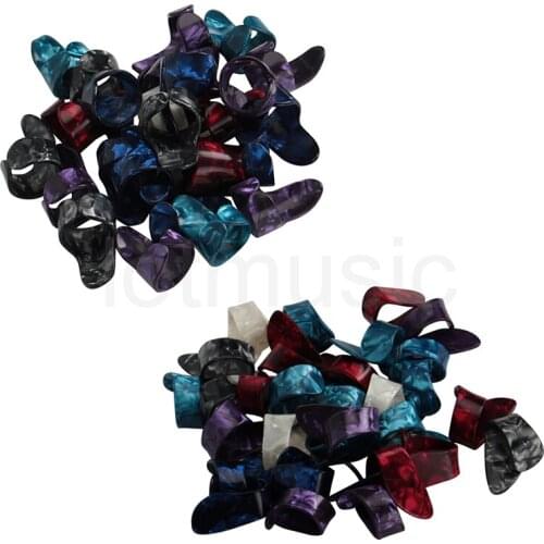 25 Pcs Guitar Tumb Finger Picks and 25 Finger Picks Plectrum Set Celluloid Mix Color