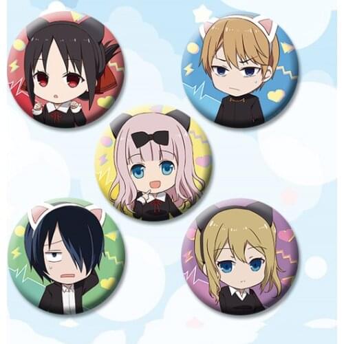 58mm Kaguya-sama: Love Is War Shinomiya Miyuki Yu Ishigami Brooch Badges Round Pins