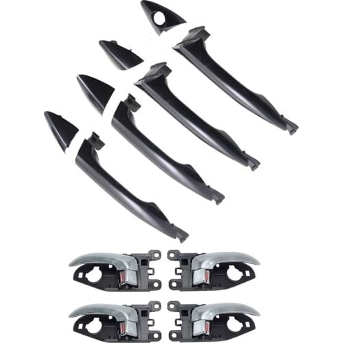 8PCS SET BLACK OUTSIDE CHROME INNER DOOR HANDLE For HYUNDAI ELANTRA 11-15 2011 2012 2013 2014 2015 COUPE 13
