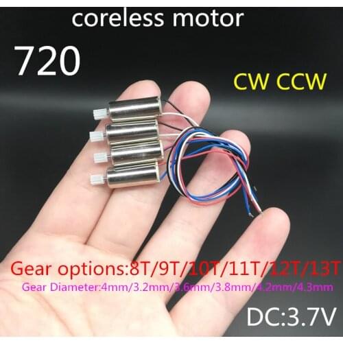720 Coreless Motor 3.7V High Speed X5 X5C X5A m68 Quadcopter Motor 7*20mm R/C Aircraft Drone Shaft Dia 1mm 8T 9T 10T 11T 12T 13T