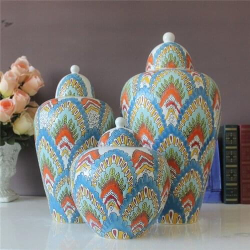 European Style Jingdezhen pot American Style Home Furnishings Creative Ornaments Storage Jars hotel porcelain ceramic jar vase