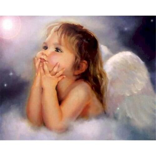 Gatyztory Frame Angel Baby DIY Painting By Numbers Handpainted Oil Painting Canvas Colouring Home Decor 60x75cm