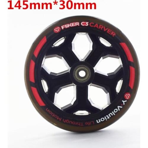 145mm handcart wheel with 30mm thickness scooter wheels 88a elastic durable PU skating tyre with ABEC-7 608 bearing scooter tire