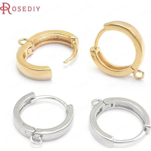 37205)6PCS 15MM 24K Gold Color Brass Round Circle Earrings Hoops High Quality Jewelry Making Supplies Diy Findings Accessories