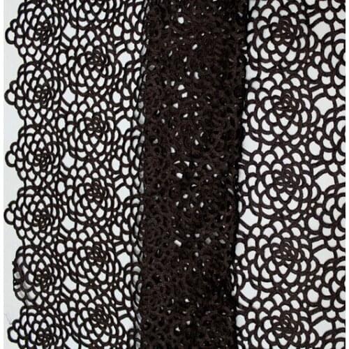 Free Shipping 2Yards Hot Sale High Quality Black African Guipure Cord Lace Fabric Swiss Water Soluble Lace For Dress Wedding