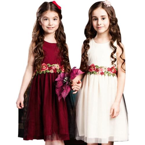Childdkivy Girls Dress Summer 2019 Girl Princesse Dress Floral Embroidery Kids Dresses For Girls Children Clothes 3-10Y