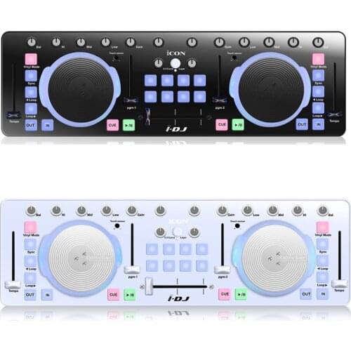ICON I-DJ IDJ Mini USB MIDI/DJ Controller Professional Audio DJ Mixer With Touch Sensitive Scratch Wheels