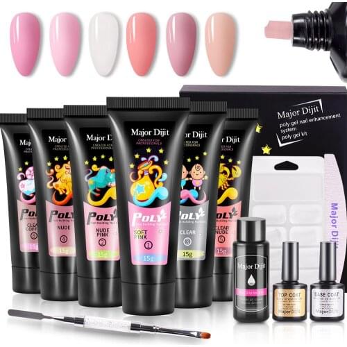 Major Dijit Poly UV Gel Set 15ml Quick Building Nail Extension UV Gel Varnish Manicure Nail Tool Kits Design