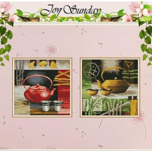 Teapot And Teacup patterns counted 11CT 14CT Cross Stitch Sets DIY wholesale Cross-stitch Kits Embroidery Needlework Home Decor