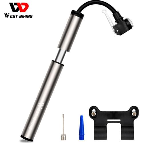 WEST BIKING Portable Bicycle Pump 120PSI Aluminum Alloy Bike Hand Air Pump Ball Tire MTB Road Cycling Inflator Bike Accessories