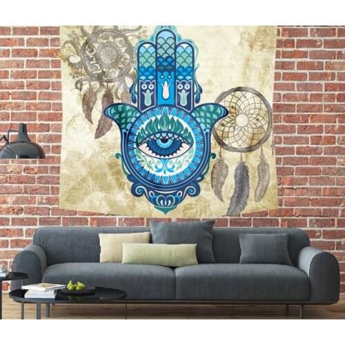 Palm Tapestry Wall Hanging Aeolian Bells Tapestry Decor Polyester Curtains Plus Long Table Cover