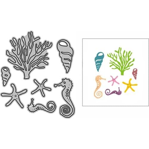 New DIY Coral Starfish Hippocampus Craft Embossing 2021 Metal Cutting Dies for Card Making Album and Scrapbooking Decor No Stamp