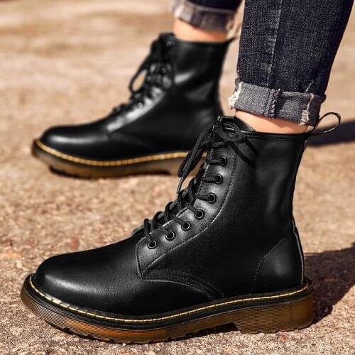 PUPUDA New Men Boots High Quality Genuine Leather Boots Chelsea Fashion Shoes For Men Ankle Black Boot