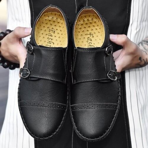 Outdoor waterproof mens shoes autumn brand flat breathable non-slip comfortable lace casual shoes leather shoes large size 48