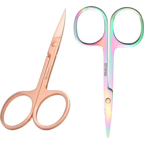 Professional Eyebrow Scissors Curved Blade Stainless Steel Manicure Precision Trimmer Eyebrow Eyelash Hair Remover Tool Makeup