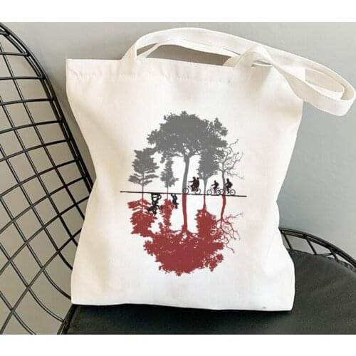 Simple Casual Stranger Things Cartoon Letter Print Shoulder Canvas Bags Vogue Harajuku shopping bag Handbag Fun Women Bag Wallet