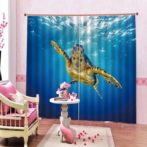 Sea Turtles Curtains 2 Panels with 12 Hooks For Living room Bedroom Modern Animal Blackout Window Curtains Home Indoor Drapes