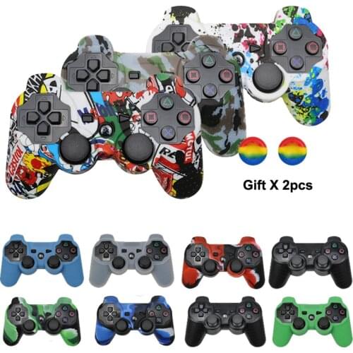 Anti-slip Silicone Cover Skin Case for Sony PS3/PS2 For DualshockController Joypad Gamepad Joystick Control & Stick Grip
