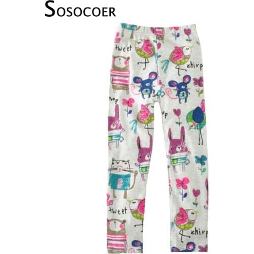 SOSOCOER Baby Girl Pants 2017 Fashion Cartoon Kids Trousers For Girls Clothes Spring Autumn Cute Graffiti Printed Girl Leggings