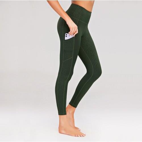 Embossed Sports Yoga Pants Printed Tights Women for Gym Push Up Seamless Leggings with Pockets Sports and Fitness Clothing Femme