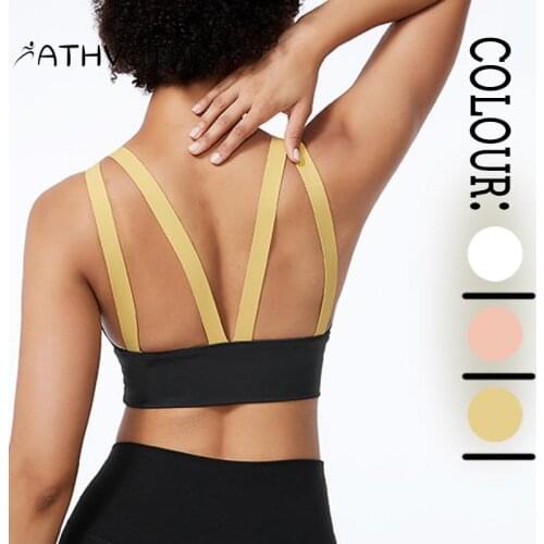 ATHVOTAR Running Sports Bra Women M-Shaped Quick Drying Fitness Sshockproof Underwear Woman Yoga Cycling Sportswear Top