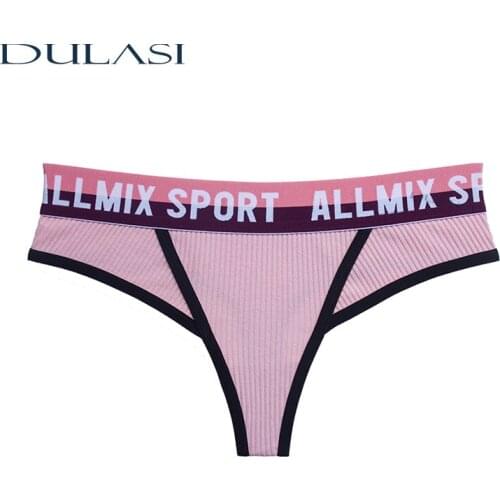 Sexy Women Lingerie G String Cotton Underwear Female Letter T Back Thong Panties Hot Sale Knickers DULASI 3Pcs / Set New