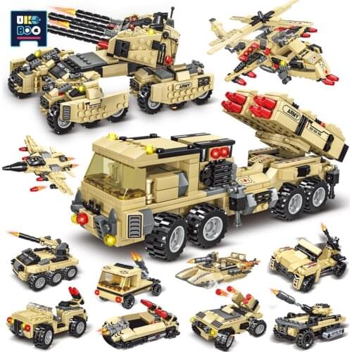 UKBOO WW2 Military Mecha Truck Fighter Tank Model Building Blocks City DIY Soldier Weapons Figures Bricks Toys For Children