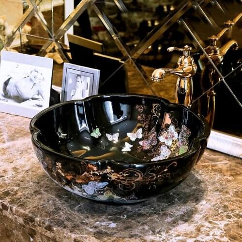 Bathroom Cloakroom Europe Vintage Style Art wash basin Ceramic Counter Top Wash Basin Bathroom Sinks vintage porcelain sink