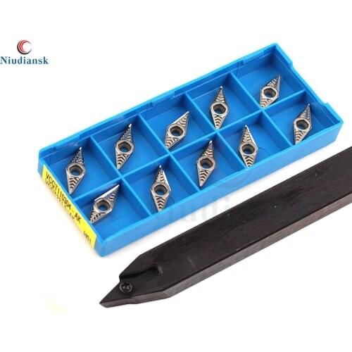 SVVCN1010 SVVCN1212 SVVCN1616H11 External Tool Holder SVVCN2020K11 SVVCN2525M11 10pcs VCGT1103 Carbide Insert CNC Lathe Tool Set