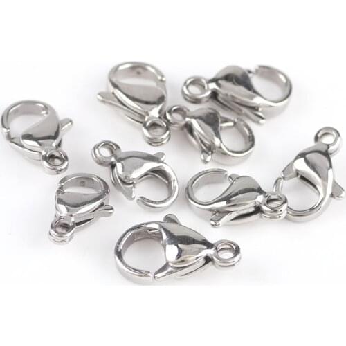 50 pieces Stainless Steel Lobster Clasps For Necklaces Bracelets Clasp DIY Jewelry Findings Accessories 9/10/11/12mm