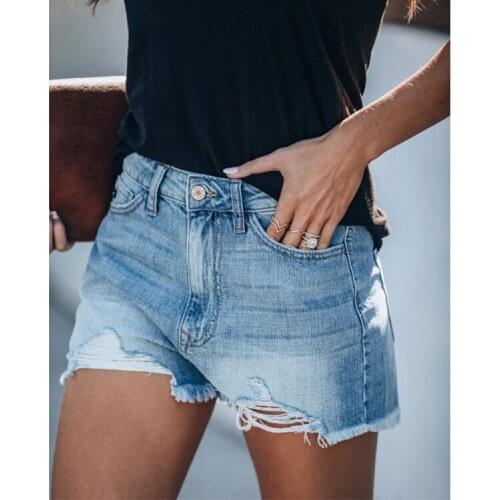 Ladies Denim Shorts Ripped Fringe Sexy Jeans Shorts Women Pants