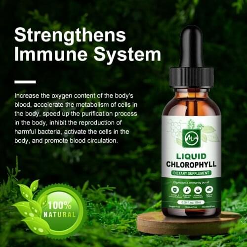 Minch Detox Liquid Chlorophyll Drops Organic Chlorophyllin Helps with Bad Breath, Antioxidant and Anti-Aging Skin Care Oil 10ml
