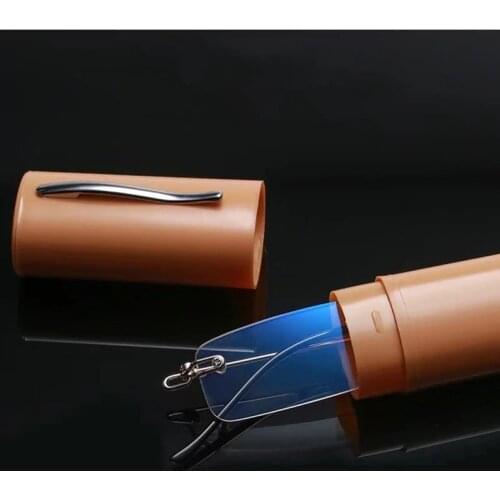 +1.0~+4.0 New Pen Holder Anti-blue Light Borderless Presbyopia Glasses Portable Anti-fall HD Anti-fatigue Reading Glasses