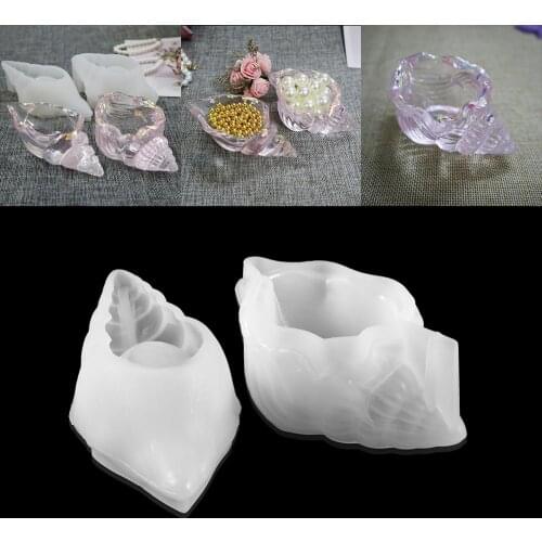 1pcs 3D Ocean Conch Shell Resin Molds Makeup Sponge Egg Storage Box Silicone Mold For DIY Jewelry Making Finding Accessories