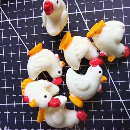 1pcs/lot resin solid white rooster cartoon 24mm fairy garden gnome moss terrarium decor crafts bonsai home DIY A104-4