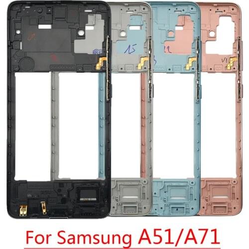 10PCS For Samsung Galaxy A51 A71 Housing Middle Frame Bezel Plate Case Replacement With Side Keys Power and Volume Buttons