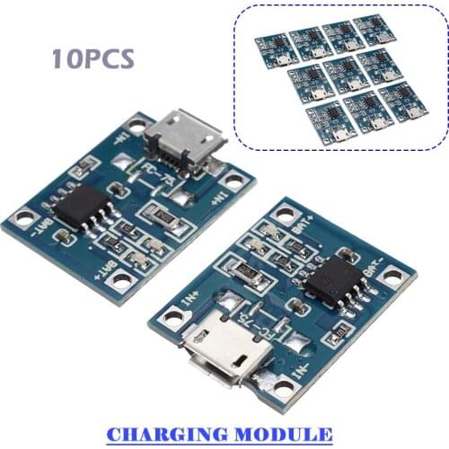 10PCS Newest Lithium Battery Charging Module Micro USB TP4056 1A Battery Charger Board High quality Batteries Protection Parts