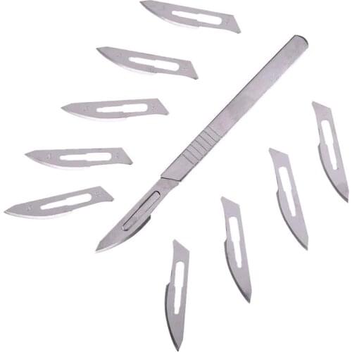 23# Carbon Steel Surgical Scalpel Blades + 1pc 4# Handle Scalpel DIY Cutting Tool PCB Repair Animal Surgical Knife