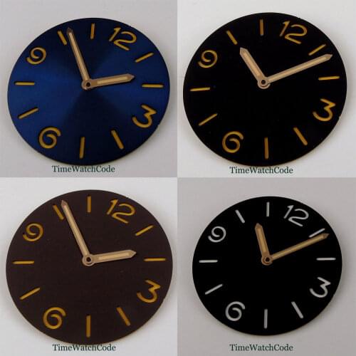 38.5mm watch dial parts fit for 6497 6498 hand winding movement stainless steel black blue 4 styles