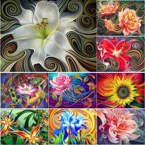 5D DIY Diamond Painting Abstract Flower Diamond Embroidery Scenery Cross Stitch Full Square Round Drill Manual Gift Home Decor