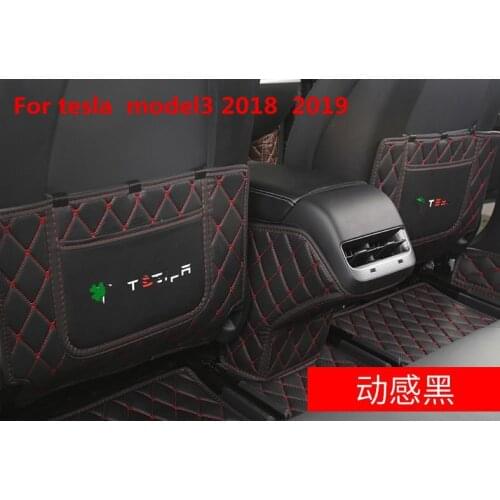 Car armrest box Back row anti kicking pad holster Artificial Leather For tesla Tesla model3 2018 2019 Accessories Car-styling