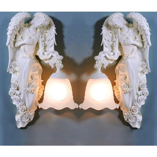 Free Shipping European Style Wall Lamp Angel Statue Wall Lamp For Living room Lamp Entrance Aisle Lights E27 110V-220V