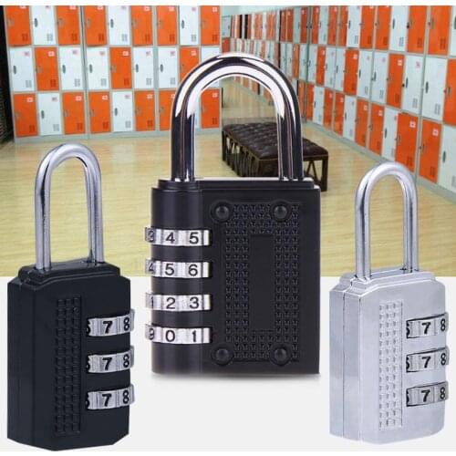 80*43*14mm Outdoor Gym Safely Code Lock Black Heavy Duty 4 Dial Digit Combination Lock Weatherproof Security Padlock
