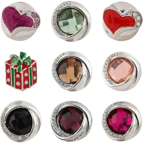 Love Rhinestone Flower 20mm Metal snap button jewelry DIY bracelet KD1050