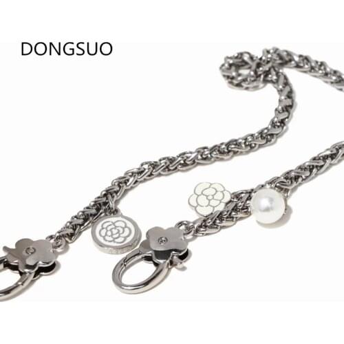 Designer flower chain strap silver metal chain 6mm 0.6cm for handbag bag purse replacement Accessories Hardware high quality