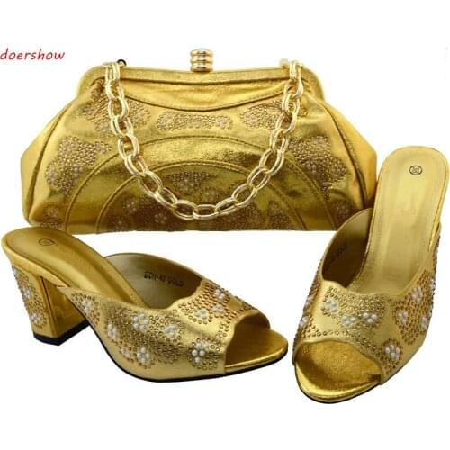Doershow Shoes and Bag Sets for Women Italian Matching Shoe and Bag Set African Women Italian Shoe and Bag Set for Party BCH1-63
