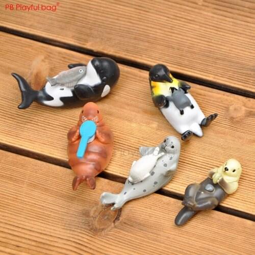 Playful bag 5pcs/set Penguin otter and whale pvc ornaments 1.5-3CM Animal action figure Japan style Novelty Christmas gifts HF54